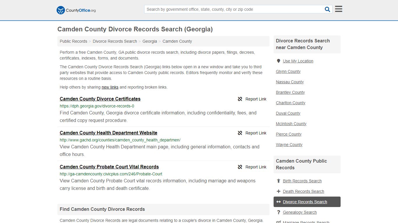 Camden County Divorce Records Search (Georgia) - County Office